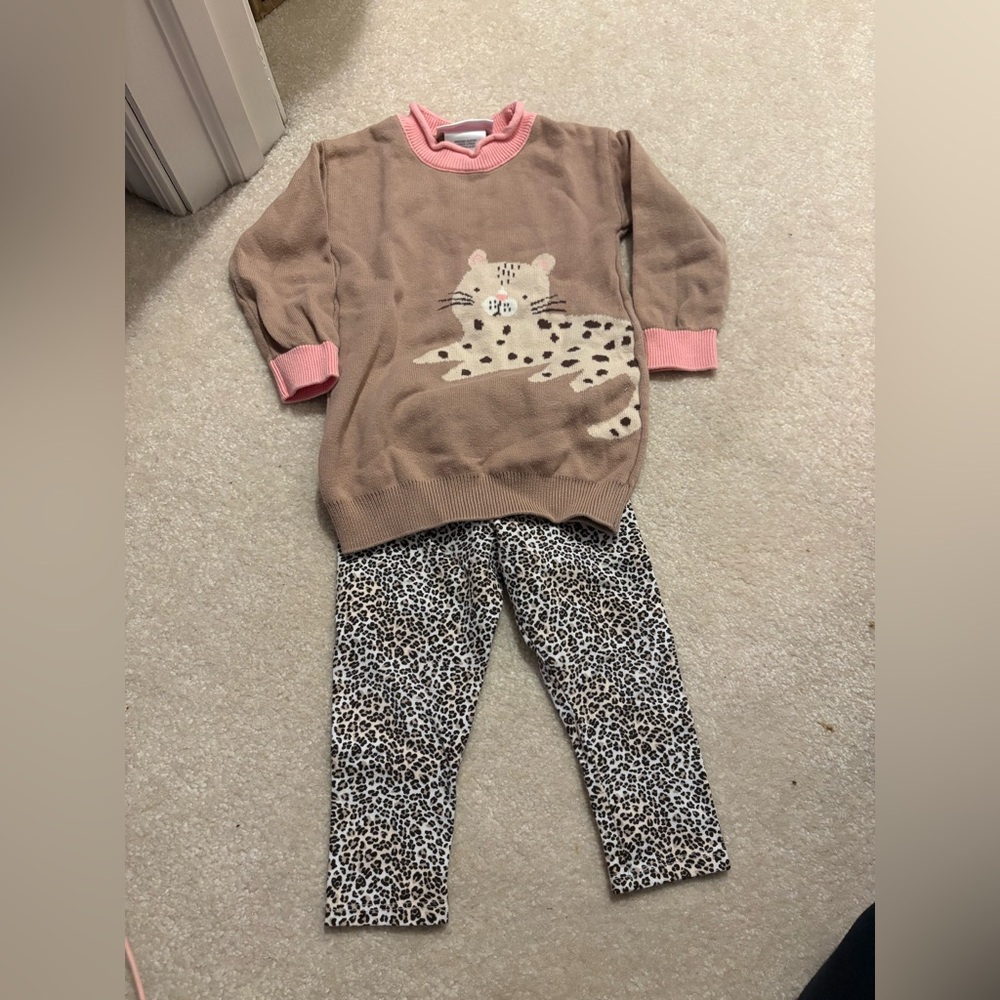 🌸5/$50🌸 Toddler girls Leopard Sweater and leopard print Leggings Set - Picture 1 of 3